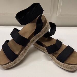 American Eagle Black Espadrille Ankle Sandals, Size 8
